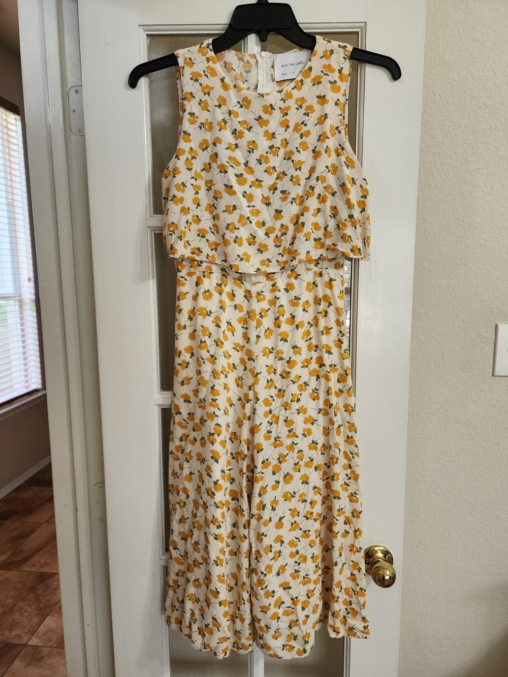 MVN The Label Riley Floral Wide Leg Culotte Jumpsuit Yellow Cream US 4
